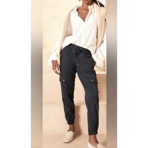 Banana Republic Cargo Jogger Pants Womens Petite Medium Black Soft Tencel